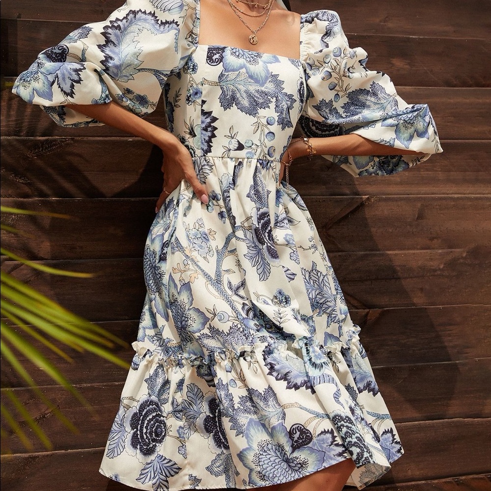 Cara Cara NYC dupe shein floral puff sleeve dress